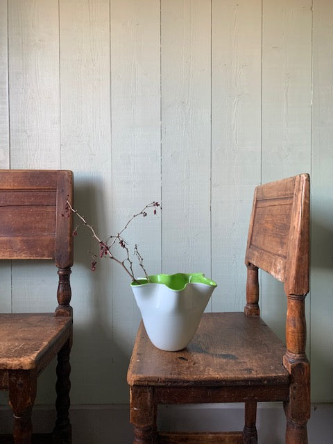 Green and white vase