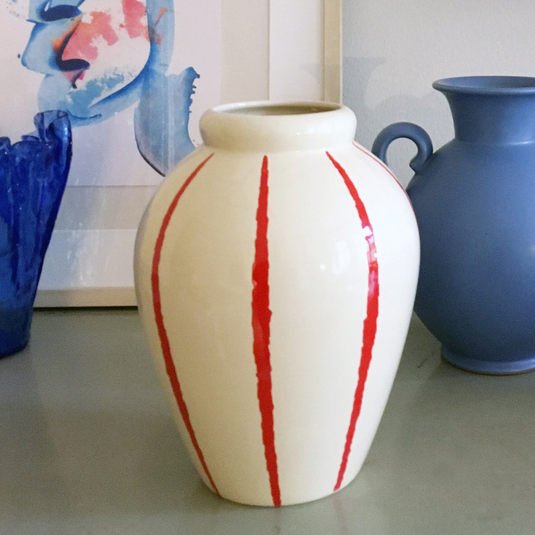 Red striped vase