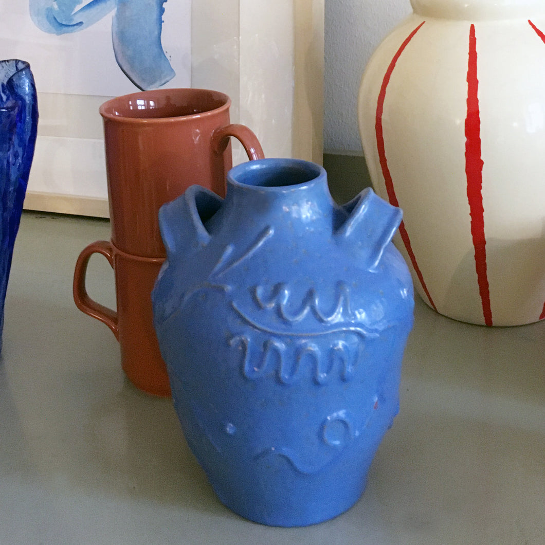 Nittsjö blue relief vase
