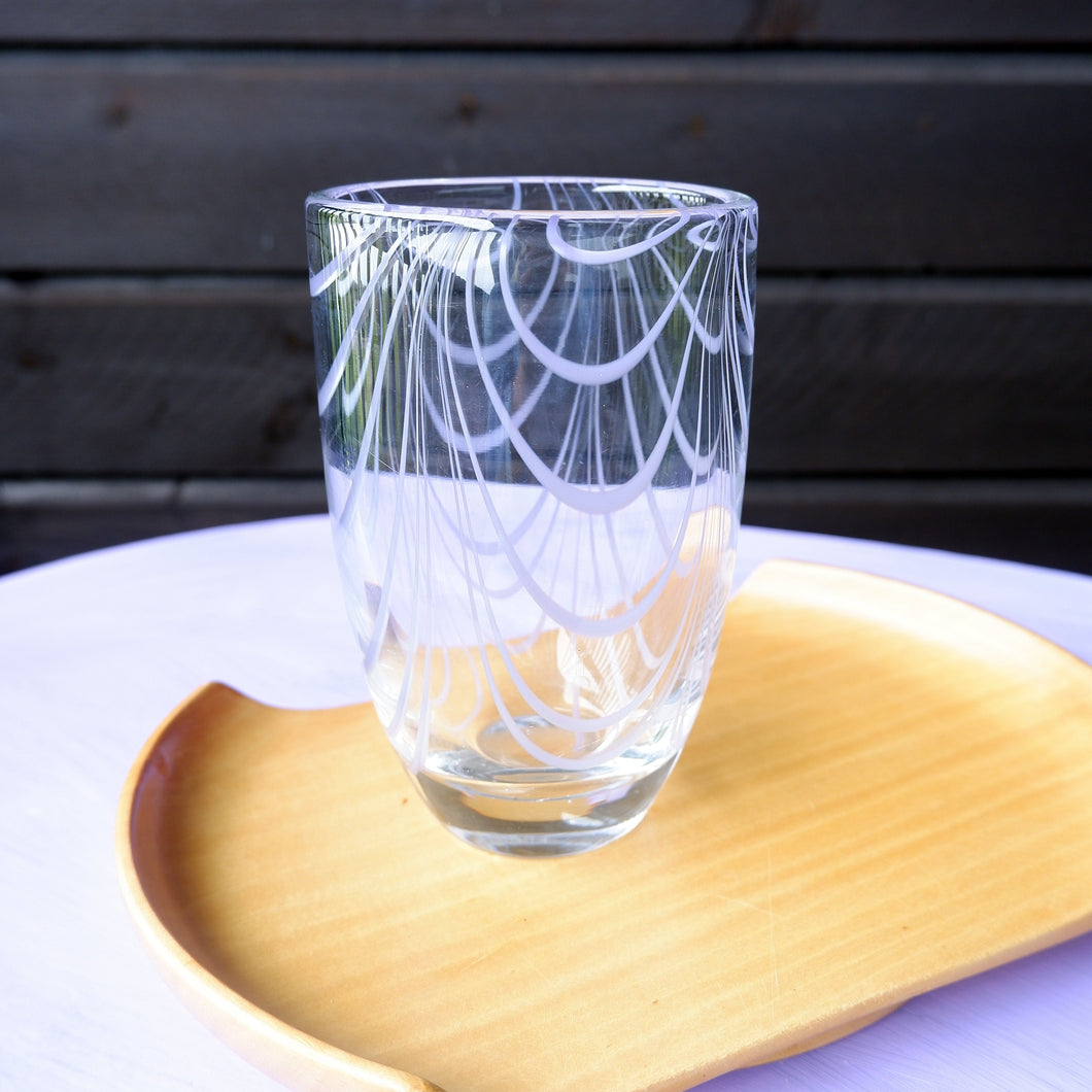 Purple spaghetti glass vase
