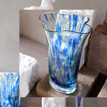 Load image into Gallery viewer, Aqua speckled tulip vase
